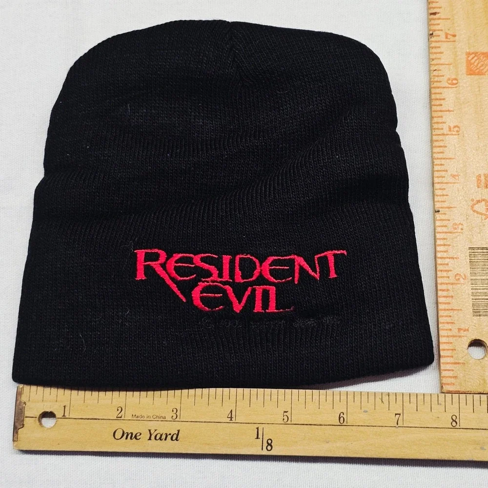 Resident Evil Beanie Hat Vintage 2002 Promo‎ Black Embroidered Logo Horror Knit